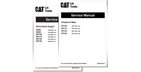 Caterpillar DP100, DP115, DP135 and DP150 Forklift Truck set of Service Manuals