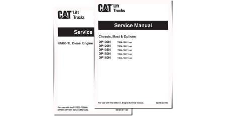 Caterpillar DP100N, DP120N, DP135N, DP150N and DP160N (SN: 10011-up) Forklift Truck set of Service Manuals