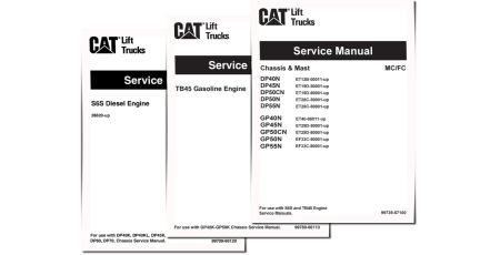 Caterpillar DP40N, DP45N, DP50CN, DP50N, DP55N, GP40N, GP45N, GP50CN, GP50N and GP55N Forklift Truck set of Service Manuals