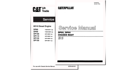 Caterpillar DP80 (1DP1-UP) and DP90 (2DP1-UP) Forklift Truck set of Service Manuals