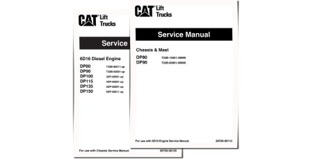 Caterpillar DP80 (T32B-10001-49999) and DP90 (T32B-60001-99999) Forklift Truck set of Service Manuals