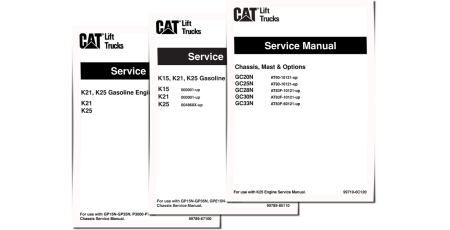 Caterpillar GC20N, GC25N, GC28N, GC30N and GC33N Forklift Truck set of Service Manuals