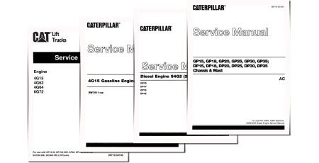Caterpillar GP15, GP18, GP20, GP25, GP30, GP35, DP15, DP18, DP20, DP25, DP30 and DP35 Forklift Truck set of Service Manuals