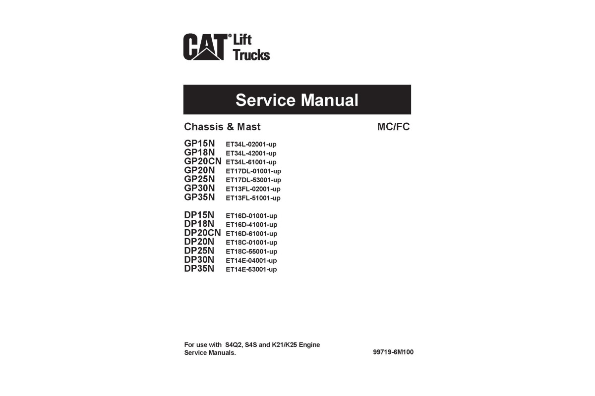 Caterpillar GP15N, GP18N, GP20CN, GP20N, GP25N, GP30N, GP35N, DP15N ...