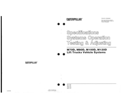 Caterpillar M70D, M80D, M100D, M120D Electric Forklift Truck set of Service Manuals Caterpillar M70D, M80D, M100D, M120D Electric Forklift Truck set of Service Manuals