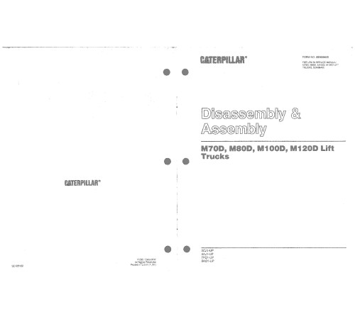 Caterpillar M70D, M80D, M100D, M120D Electric Forklift Truck set of Service Manuals Caterpillar M70D, M80D, M100D, M120D Electric Forklift Truck set of Service Manuals